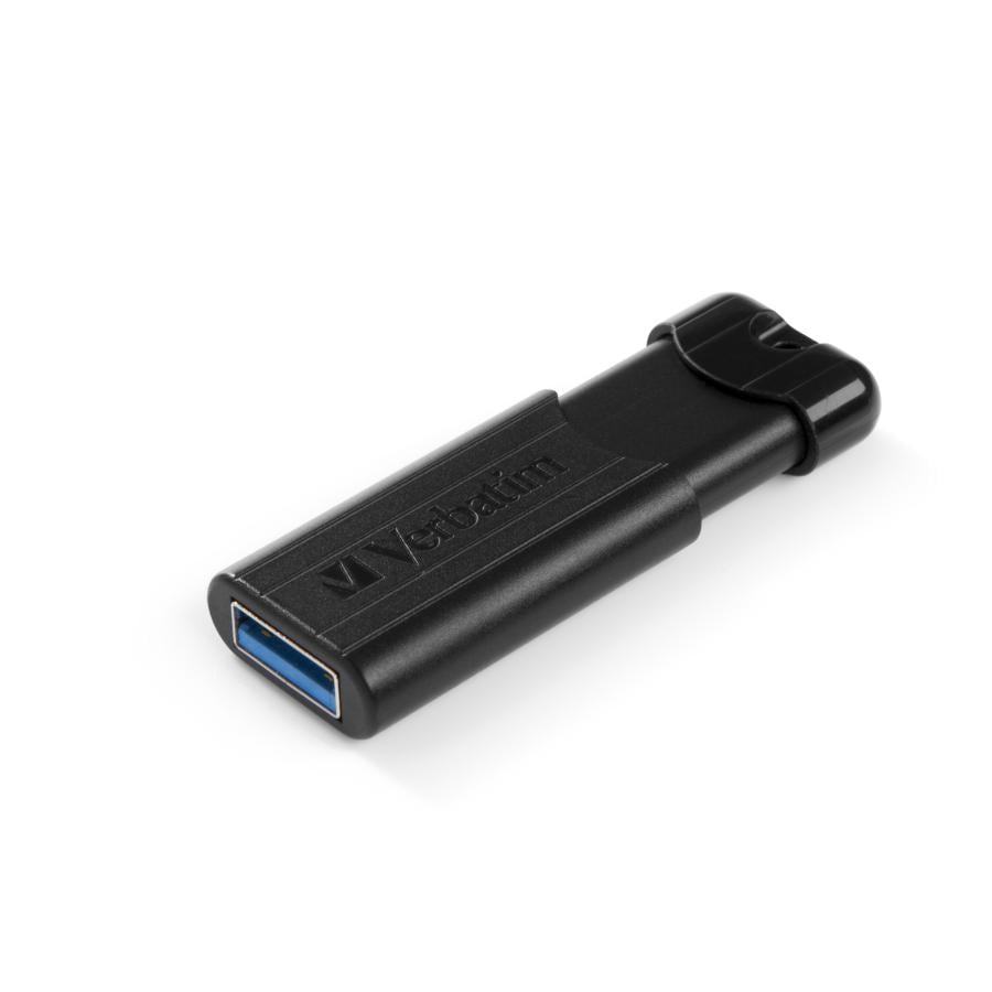 Verbatim 49318 PinStripe 3.0 USB Drive, 64 GB, USB Type-A, 3.2 Gen 1, Slide, 7 g, Black