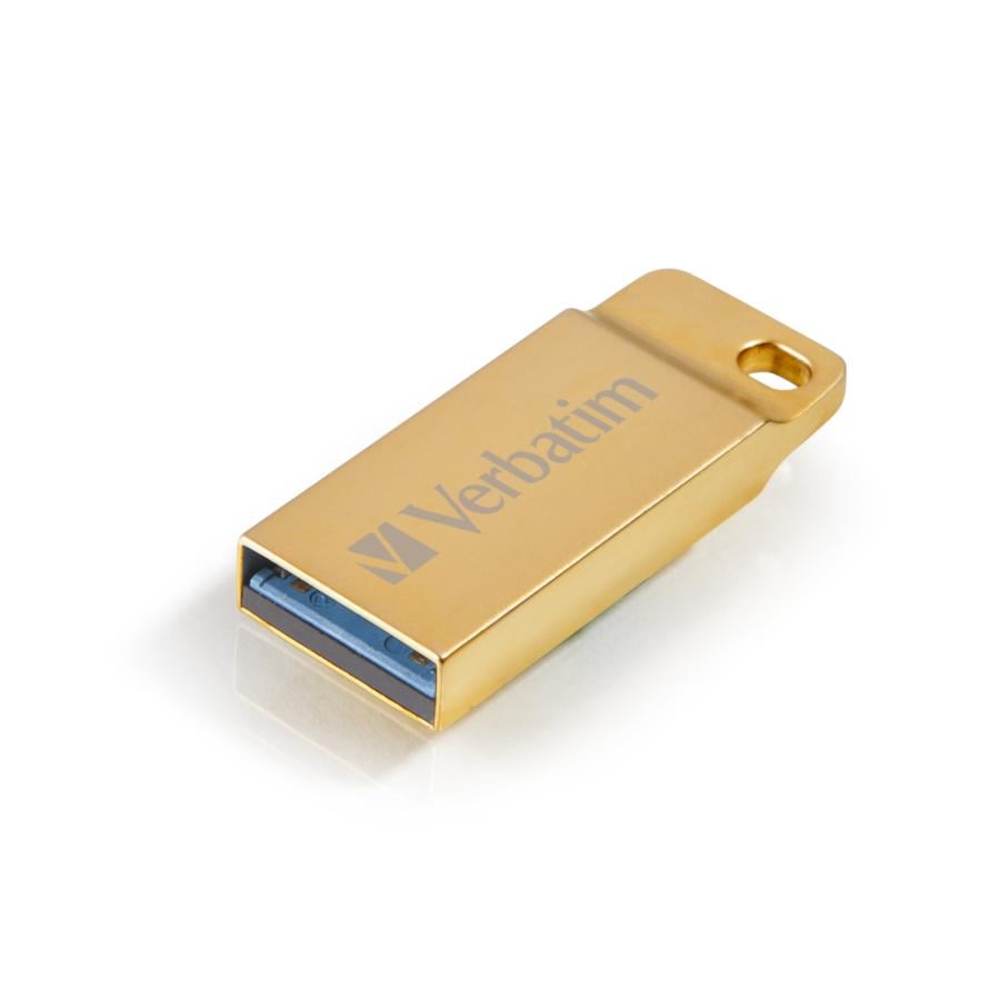 Verbatim 99104 Metal Executive USB 3.0 Drive, 16 GB, USB Type-A, 3.2 Gen 1, 80 MB/s, Capless, Gold