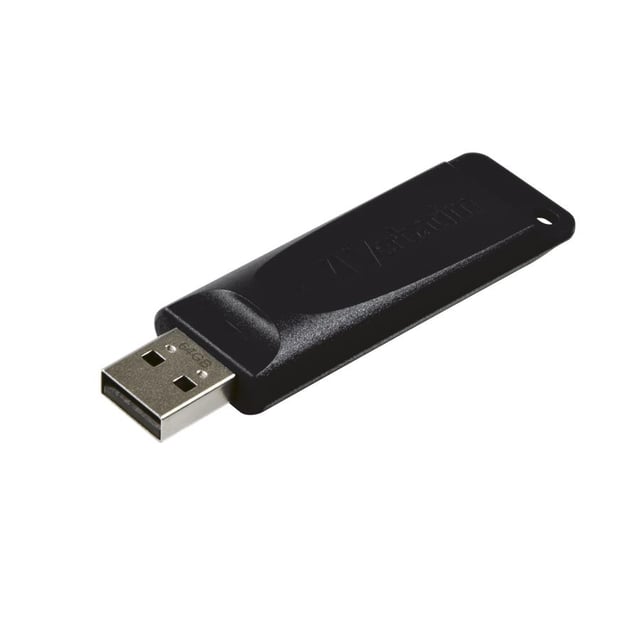 Verbatim 98698 Slider USB Drive, 64 GB, USB Type-A, 2.0, 10 MB/s, Slide, Black