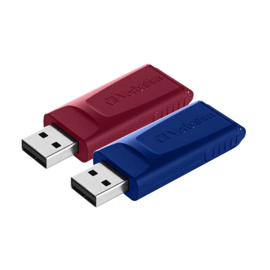 Verbatim 49327 Slider USB Drive, 2x 32 GB, USB Type-A, 2.0, Slide, 8 g, Blue, Red