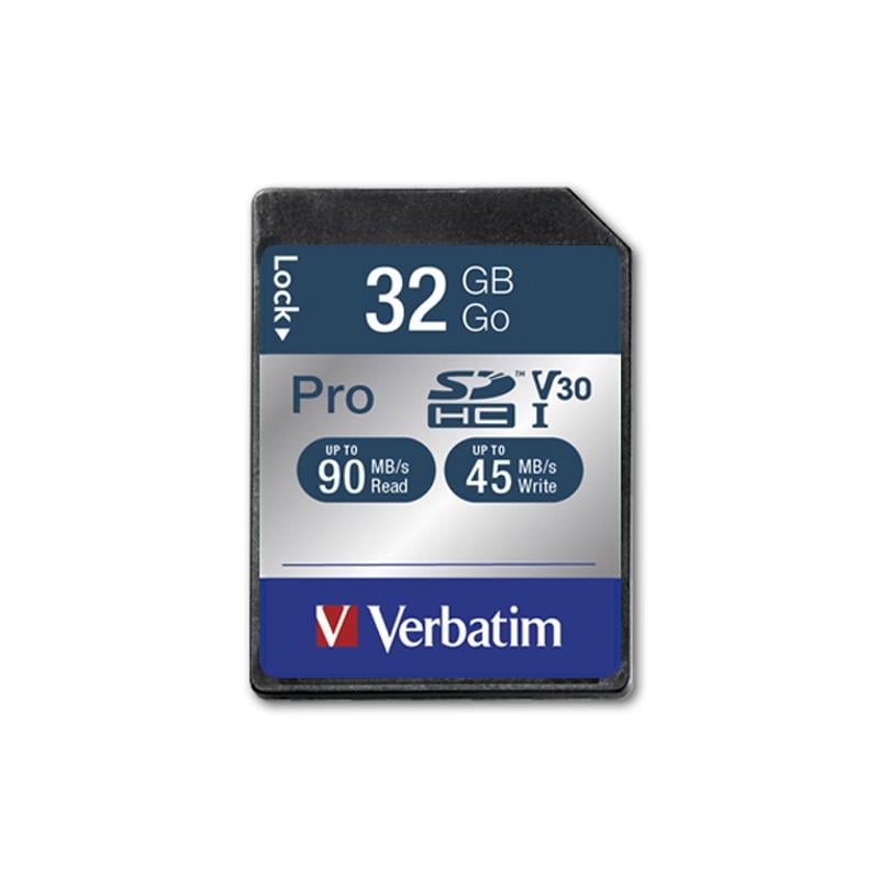 Verbatim 47021 Pro Secure Digital Card SDHC Pro, 32 GB, SDHC, Class 10, UHS, 90 MB/s, 45 MB/s