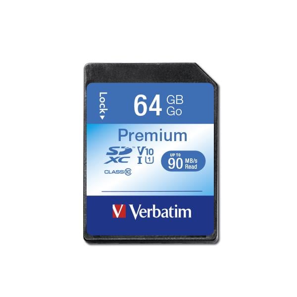 Verbatim 44024 VB-SDXC10-64G Secure Digital Card XC, 64 GB, SDXC, Class 10, UHS1, 10 MB/s
