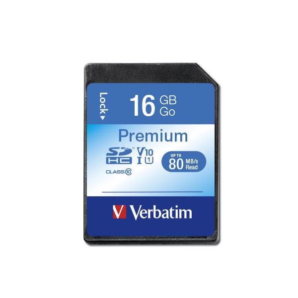 Verbatim 43962 Premium Secure Digital Card SDHC, 16 GB, SDHC, Class 10, 10 MB/s, 10 MB/s