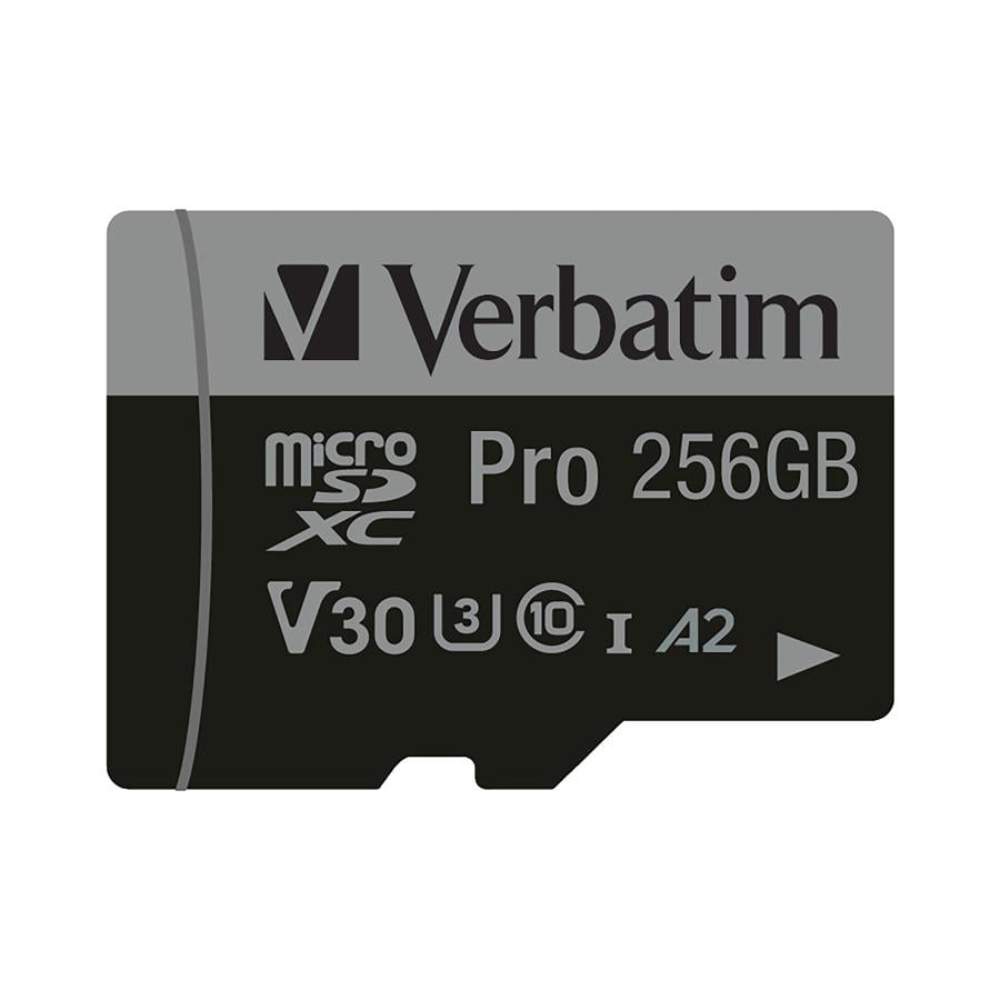 Verbatim 47045 Pro U3 256GB Micro SDXC Card, 256 GB, MicroSDXC, Class 10, UHS-I, 100 MB/s, 90 MB/s