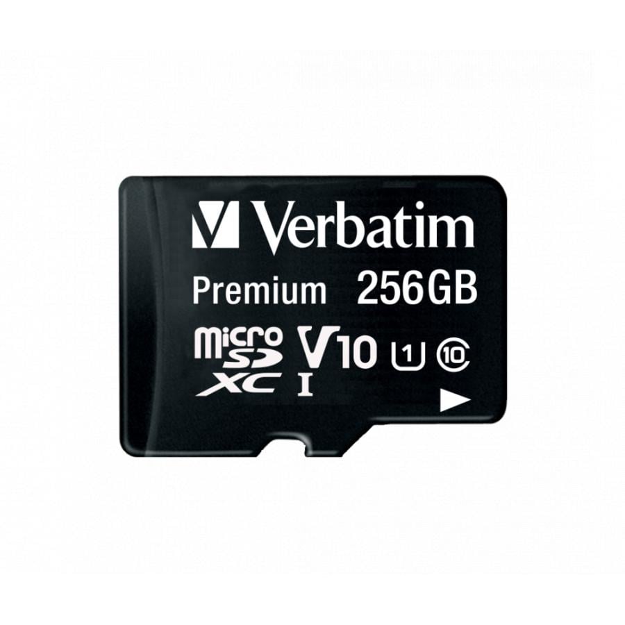 Verbatim 44087 Micro SDCX Premium U1, 256 GB, MicroSDXC, Class 10, UHS-I, 90 MB/s, 10 MB/s