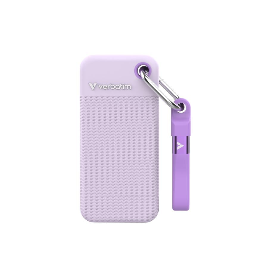 Verbatim 32323 Pocket SSD incl. sleeves, 2 TB, USB Type-C, 3.2 Gen 2, 10000 MB/s, 10 Gbit/s, Purple