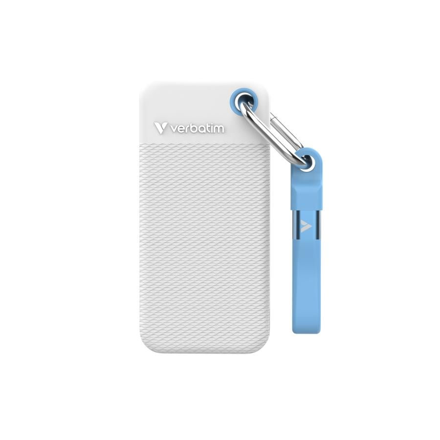 Verbatim 32320 Pocket SSD White/Light Blue incl. sleeves, 1 TB, USB Type-C, 3.2 Gen 2, 10000 MB/s