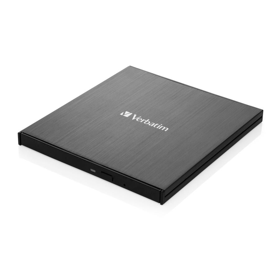 Verbatim 43886 SlimLine CD/DVD±RW Writer, USB 3.2 Gen 1, CD-R, CD-RW, DVD+R, Black, Tray