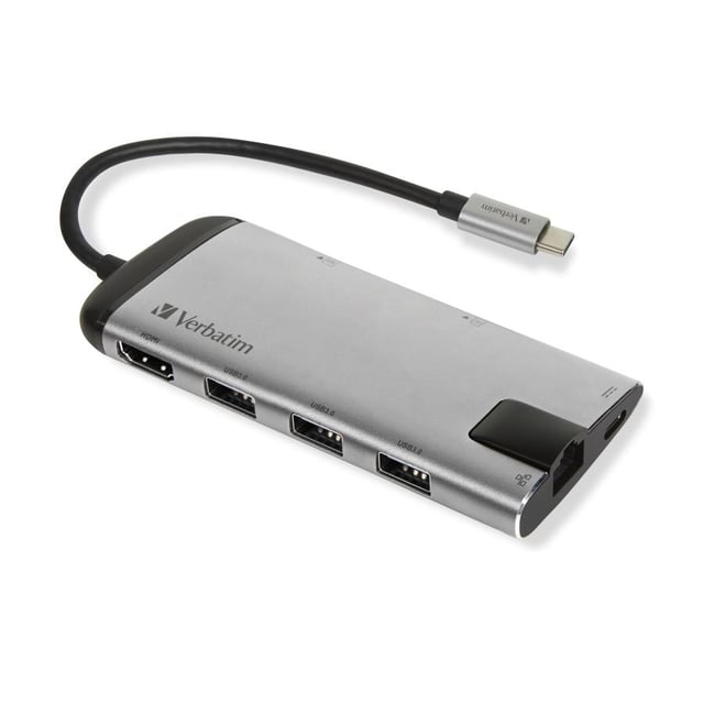 Verbatim 49142 USB-C Multiport Hub, 3x USB 3.2 Gen 1, HDMI, MicroSD/ TransFlash, RJ45