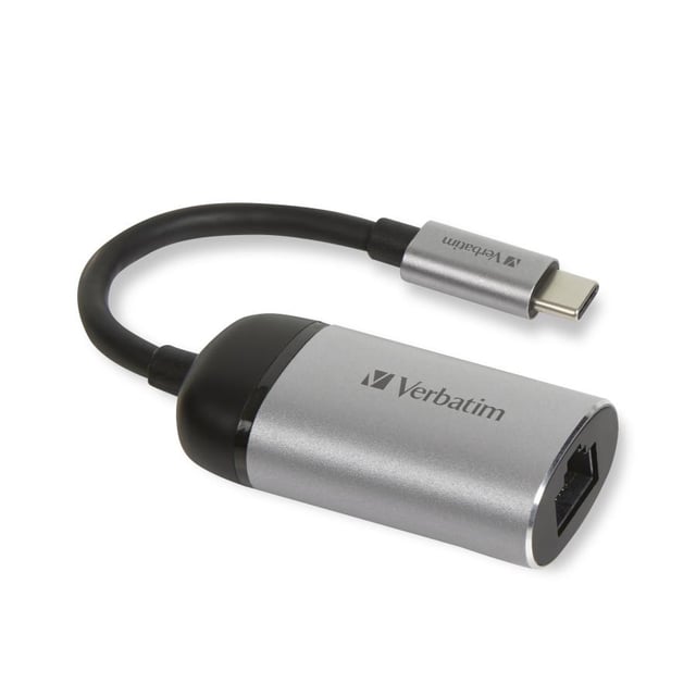 Verbatim 49146 USB-C to Gigabit Ethernet Adapter, USB 3.2 Gen 1 Type-C, RJ-45, 1000 Mbps