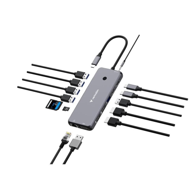 Verbatim 32154 CMH-14 Multiport Hub, USB Type-C, HDMI, RJ-45, USB 2.0, USB 3.2 Gen 1, MicroSD, SD