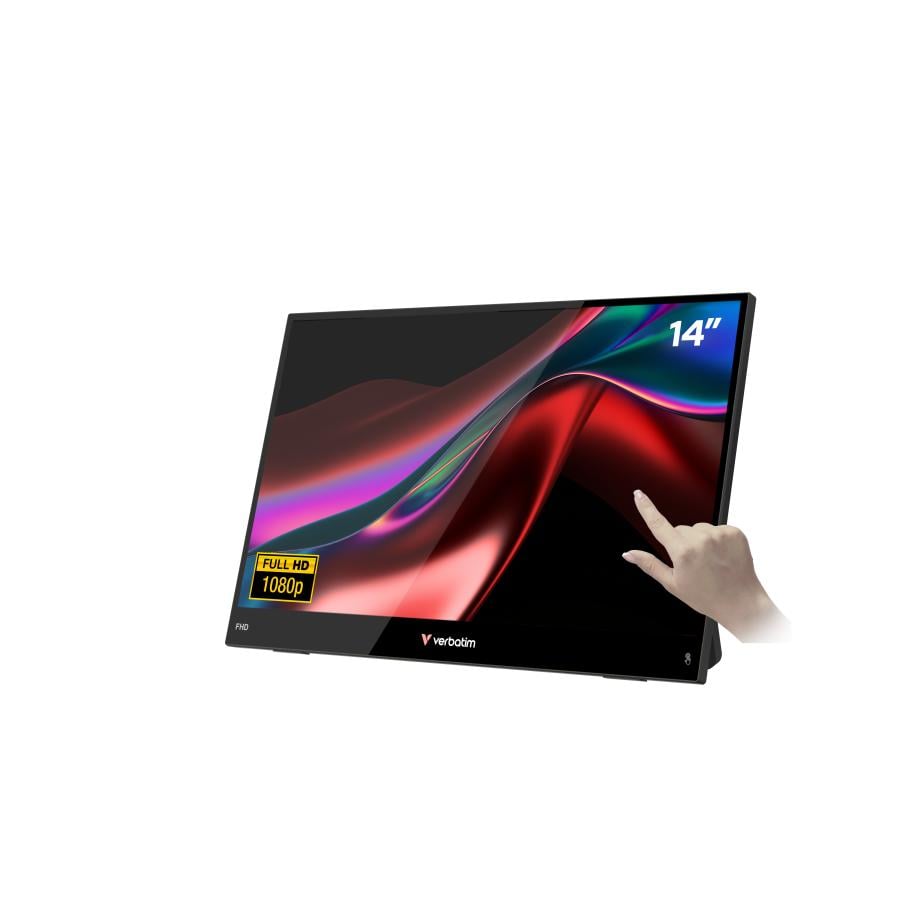 Verbatim 32400 Portable 14" FHD LCD LED Touch Monitor LIGHT, 1920x1080 p, 16:9, 1000:1, 250 cd/m2