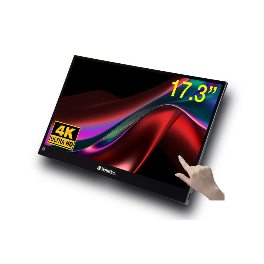 Verbatim 32239 Portable Touchscreen Monitor Ultra HD 4K, 17.3", 3840 x 2160p, IPS, LED, 400 cd/m²