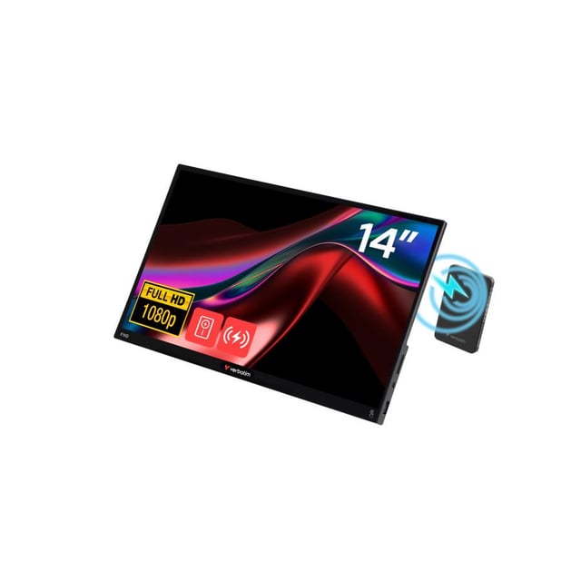 Verbatim 32088 Portable Touchscreen Monitor Light 14" FHD 1080p & Wireless Power Supply, 1920x1080p