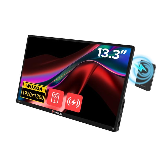 Verbatim 32087 Portable Touchscreen Monitor 13.3" WUXGA & Wireless Power Supply, 1920x1200p