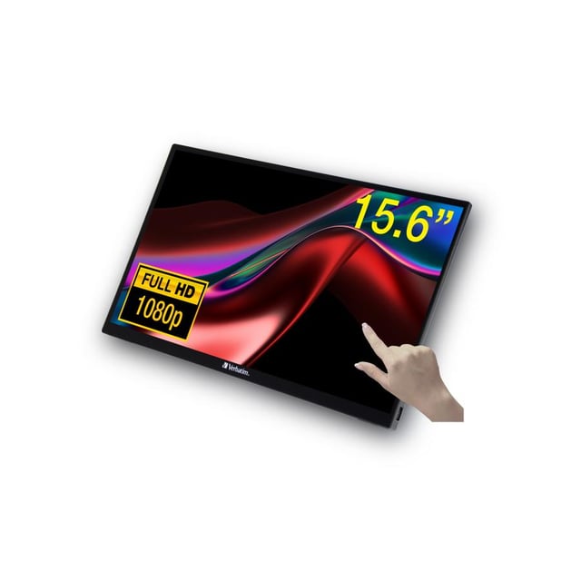 Verbatim 49592 Portable touchscreen Monitor, 15,6", 1920x1080 pixels, Full HD, LCD, 6 ms, Black
