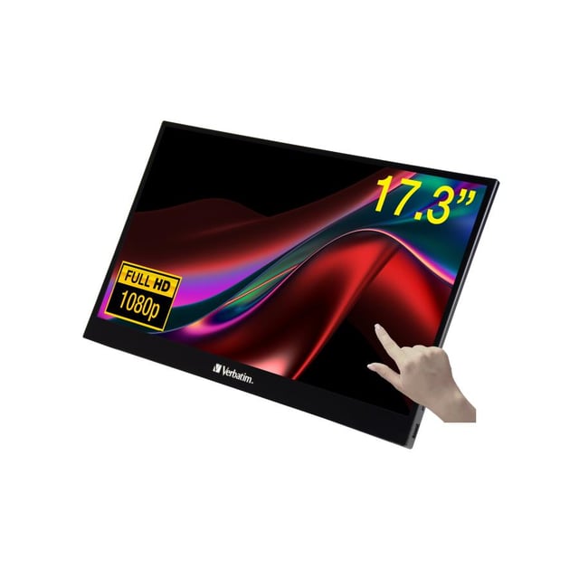 Verbatim 49593 17.3" Portable touchscreen Monitor, 1920x1080 pixels, Full HD, LCD, 6 ms, Black