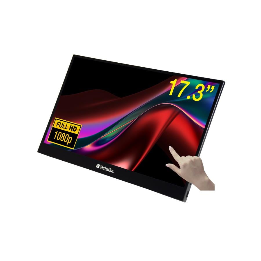 Verbatim 49593 17.3" Portable touchscreen Monitor, 1920x1080 pixels, Full HD, LCD, 6 ms, Black