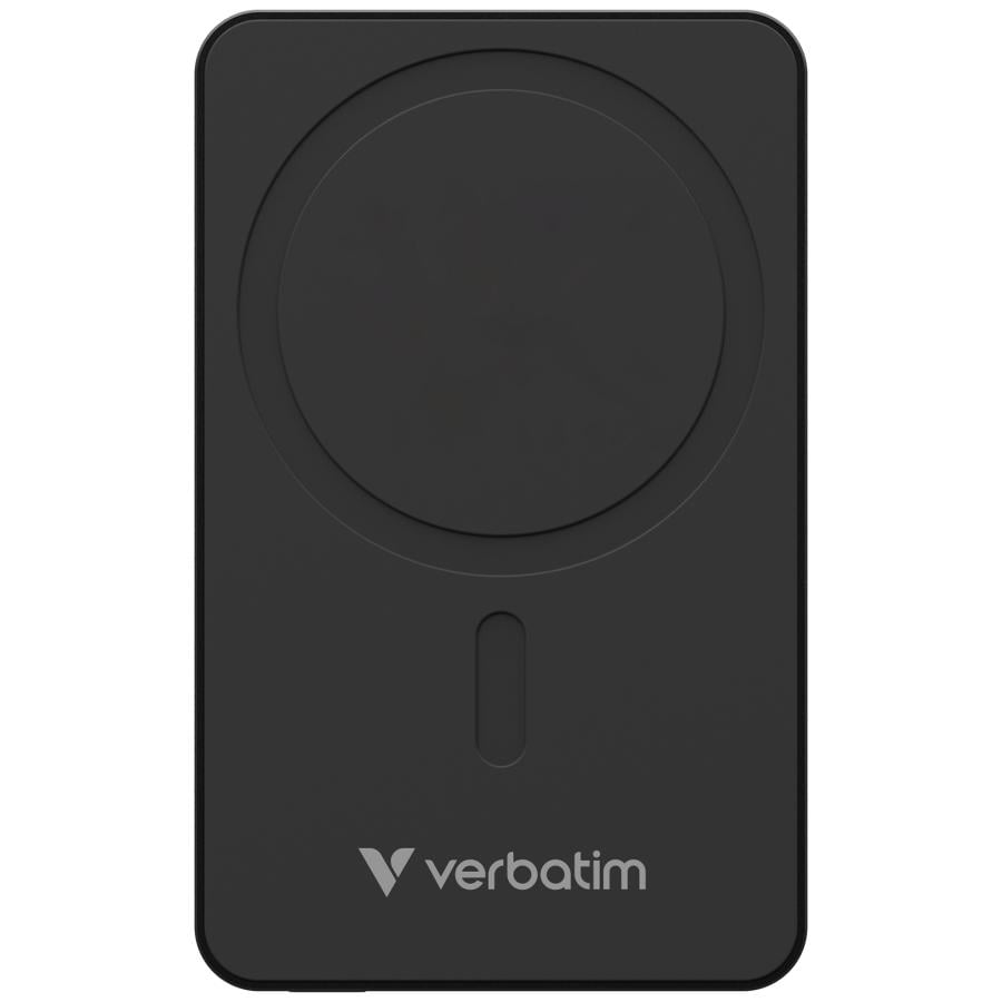 Verbatim 32225 Charge "n" Go Essentials Magnetic Wireless Power Bank, 5000 mAh, 35 W, Black