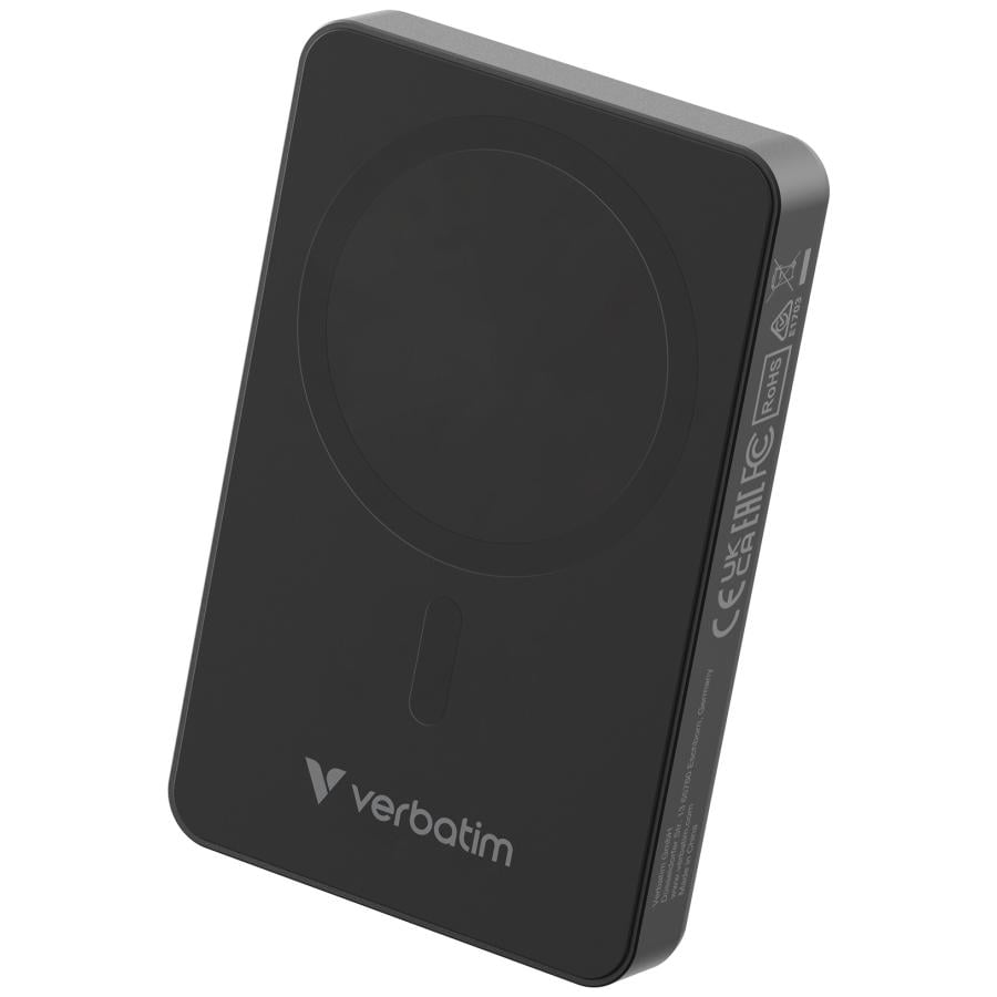 Verbatim 32227 Charge "n" Go Essentials Magnetic Wireless Power Bank, 10000 mAh, 35 W, Black