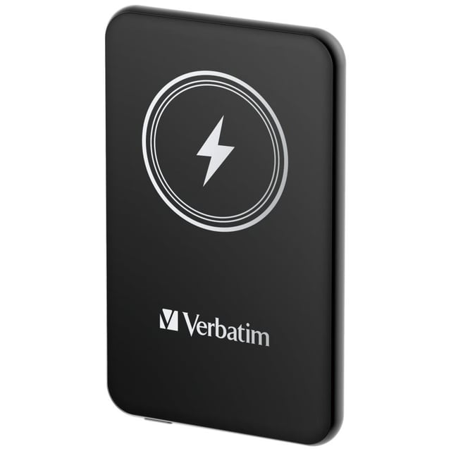 Verbatim 32240 Charge "n" Go Magnetic Wireless Power Bank, 5000 mAh, Lithium Polymer (LiPo) Black