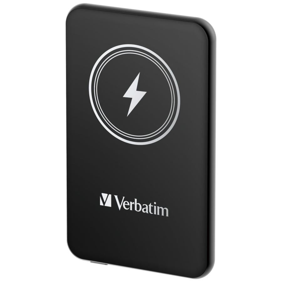 Verbatim 32240 Charge "n" Go Magnetic Wireless Power Bank, 5000 mAh, Lithium Polymer (LiPo) Black