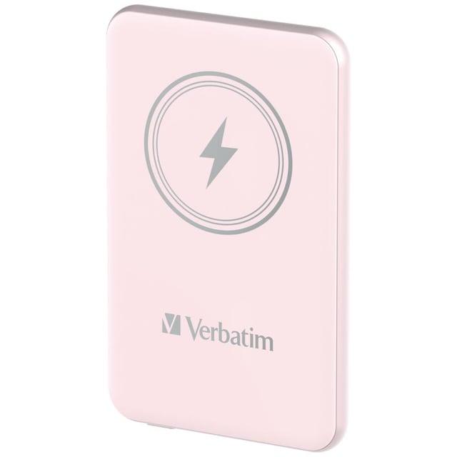 Verbatim 32243 Charge "n" Go Magnetic Wireless Power Bank Pink, 5000 mAh, LiPo, Quick Charge 3.0