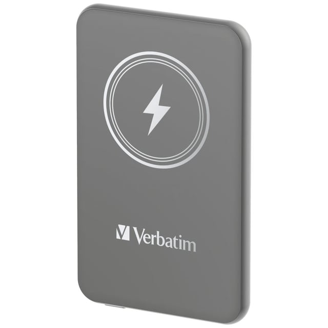 Verbatim 32244 Charge "n" Go Magnetic Wireless Power Bank Grey, 5000 mAh, LiPo, Quick Charge 3.0