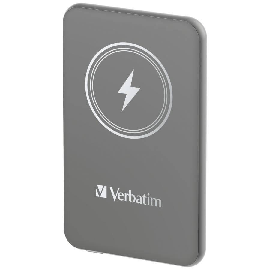 Verbatim 32244 Charge "n" Go Magnetic Wireless Power Bank Grey, 5000 mAh, LiPo, Quick Charge 3.0