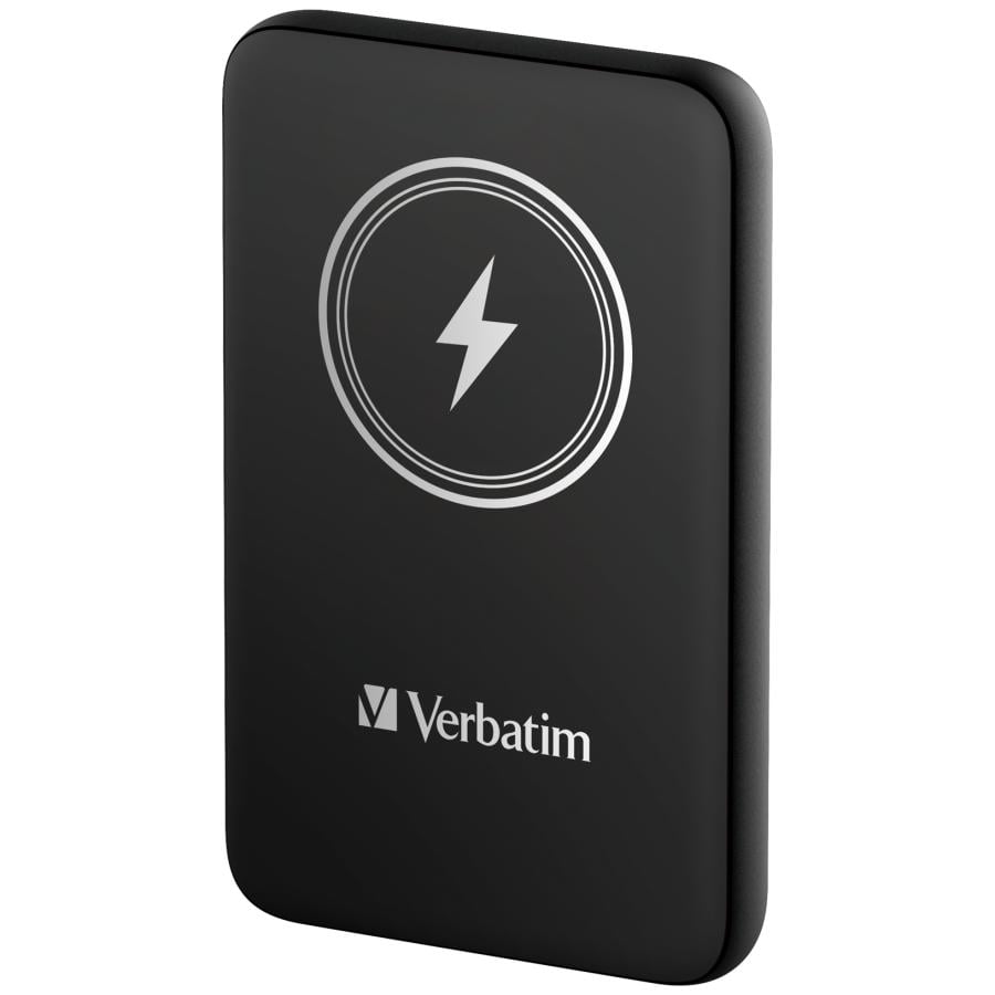 Verbatim 32245 Charge "n" Go Magnetic Wireless Power Bank Black, 10000 mAh, LiPo, Quick Charge