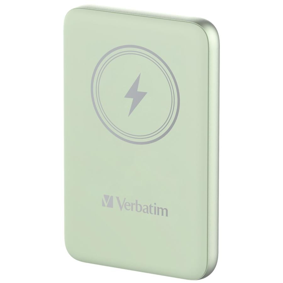Verbatim 32246 Charge "n" Go Magnetic Wireless Power Bank Green, 10000 mAh, Lithium Polymer