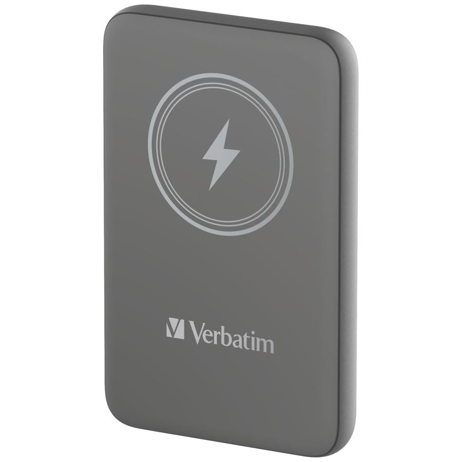 Verbatim 32249 Charge "n" Go Magnetic Wireless Power Bank Grey, 10000 mAh, LiPo, Quick Charge 3.0
