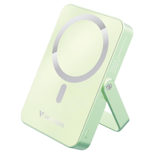 Verbatim 32259 Charge "n" Go Magnetic Wireless Power Bank with stand Green, 10000 mAh, LiPo, 35W