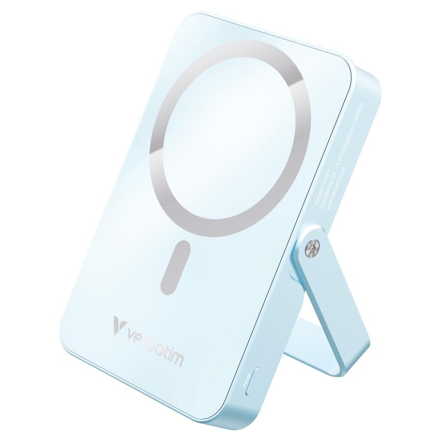 Verbatim 32266 Charge "n" Go Magnetic Wireless Power Bank with stand Blue, 10000 mAh, LiPo