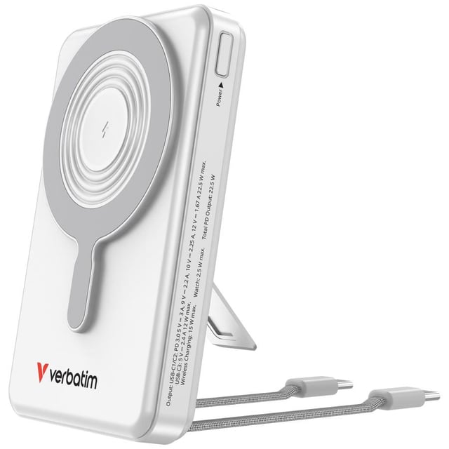 Verbatim 32273 Charge"n"Go 2C & Display Power Bank Silver, 10000 mAh, LiPo, Quick Charge 3.0, 52 W