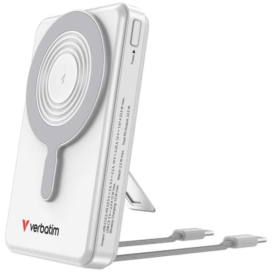 Verbatim 32273 Charge"n"Go 2C & Display Power Bank Silver, 10000 mAh, LiPo, Quick Charge 3.0, 52 W
