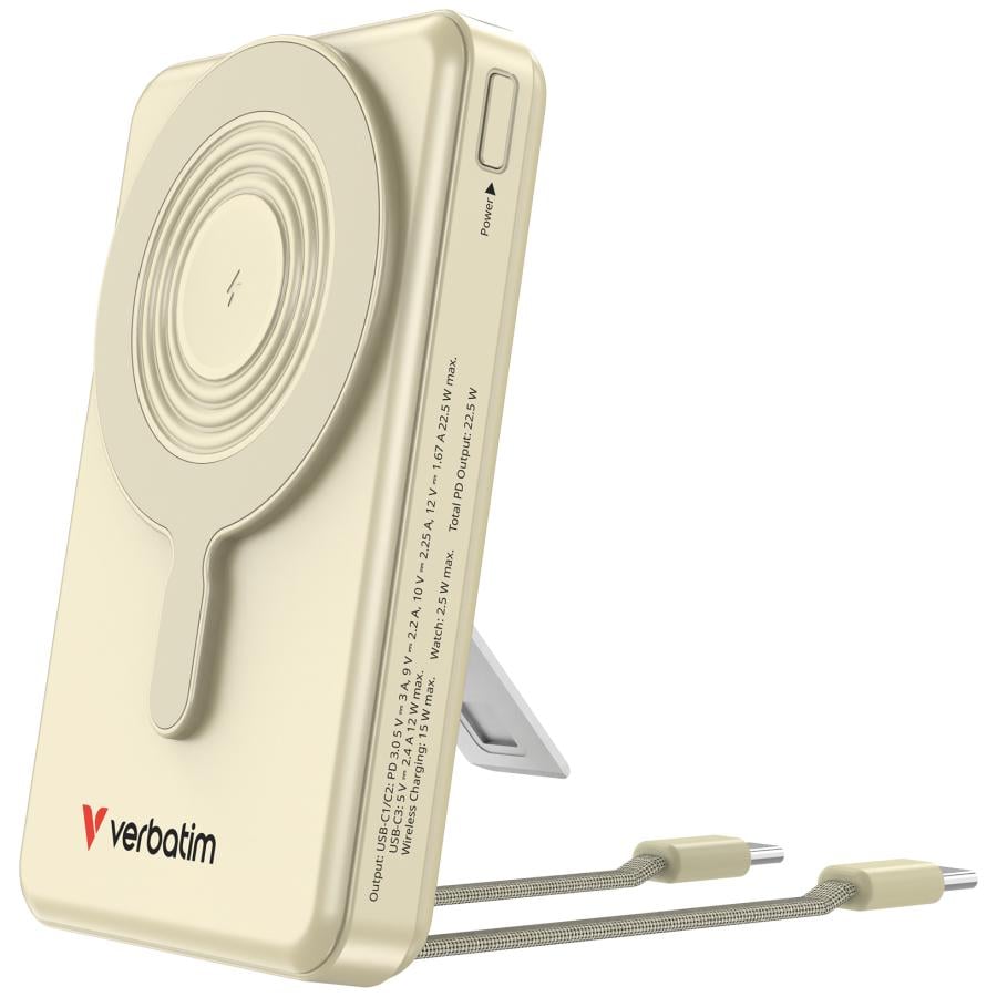 Verbatim 32274 Charge"n"Go 2C & Display Power Bank Gold, 10000 mAh, LiPo, Quick Charge 3.0, 52 W