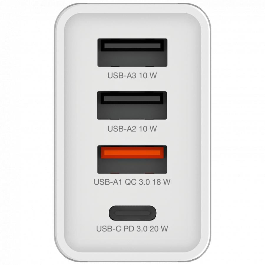 Verbatim 49701 USB Charger 30W with 1 x USB-C® PD 20 W / 1 x USB-A QC 3.0 / 2 x USB-A 10W White
