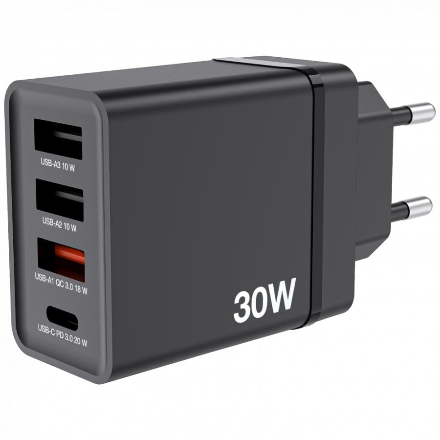 Verbatim 49700 USB Charger 30W with 1 x USB-C® PD 20W / 1 x USB-A QC 3.0 / 2 x USB-A 10W Black