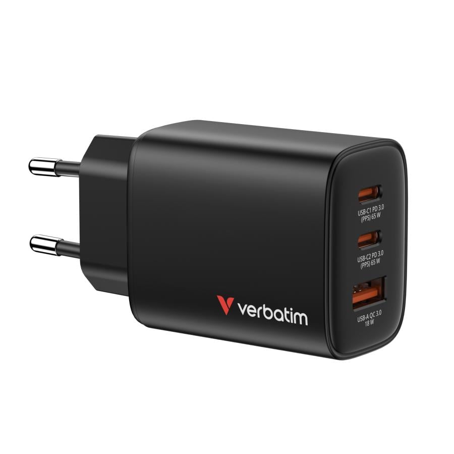 Verbatim 32352 Essentials GaN Charger 65W EU plug Black, Indoor, AC, 20 V, Black