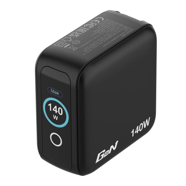 Verbatim 30240 Mini GaN Charger with Display, 140W, Indoor, AC, 28 V, Black