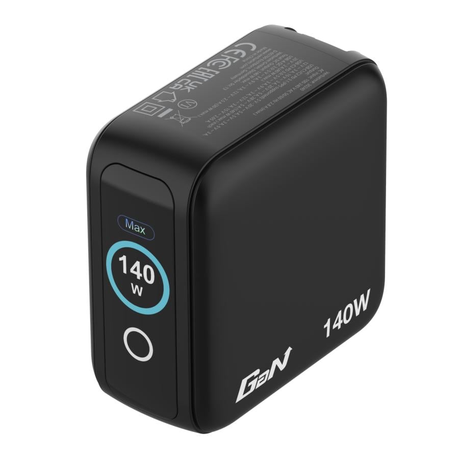 Verbatim 30240 Mini GaN Charger with Display, 140W, Indoor, AC, 28 V, Black