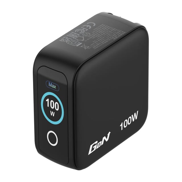 Verbatim 30239 Mini GaN Charger with Display, 100W, Indoor, AC, 20 V, Black
