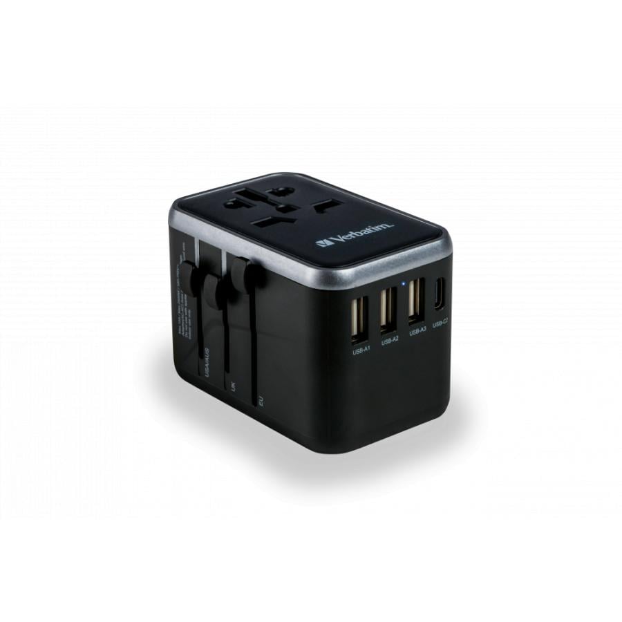 Verbatim 49546 Universal Travel Adapter, USB PD 61W, QC, 3x USB, 2x USB Type-C, 2500 W