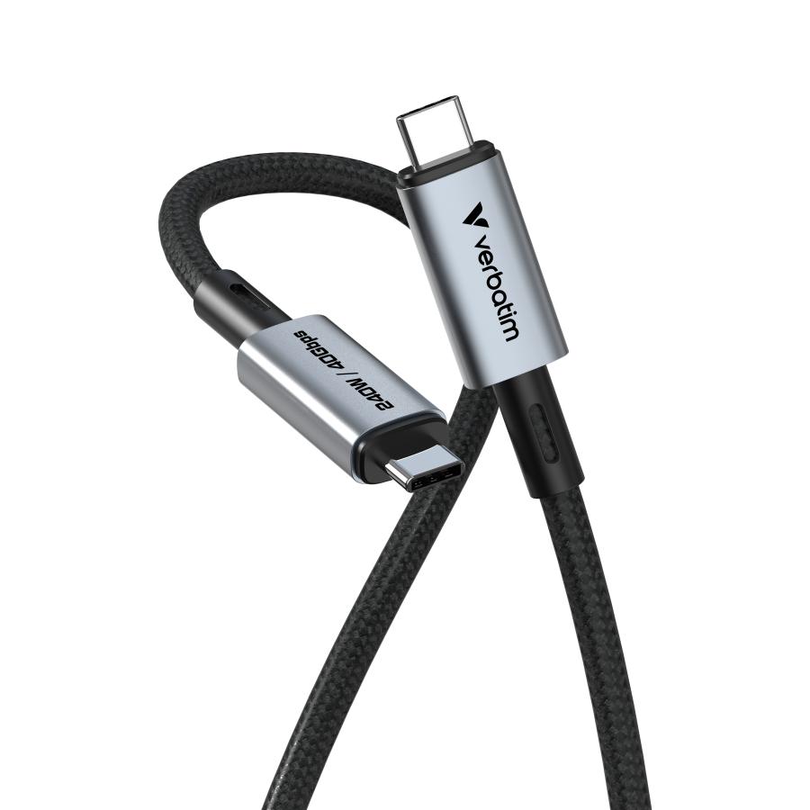Verbatim 31847 Sync & Charge USB C to USB C 240W, USB4 Gen 2x2, 40 Gbit/s, USB Type-C, 1.2 m, Black
