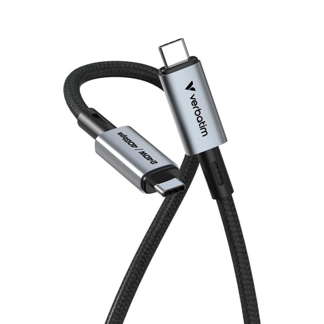 Verbatim 31847 Sync & Charge USB C to USB C 240W, USB4 Gen 2x2, 40 Gbit/s, USB Type-C, 1.2 m, Black