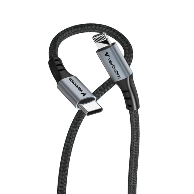 Verbatim 31844 Sync & Charge Cable USB-C to Lightning, Lightning, USB C, Male, Male, 1.2m, Black