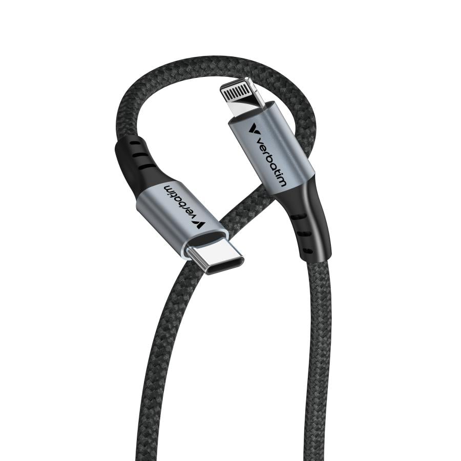 Verbatim 31844 Sync & Charge Cable USB-C to Lightning, Lightning, USB C, Male, Male, 1.2m, Black