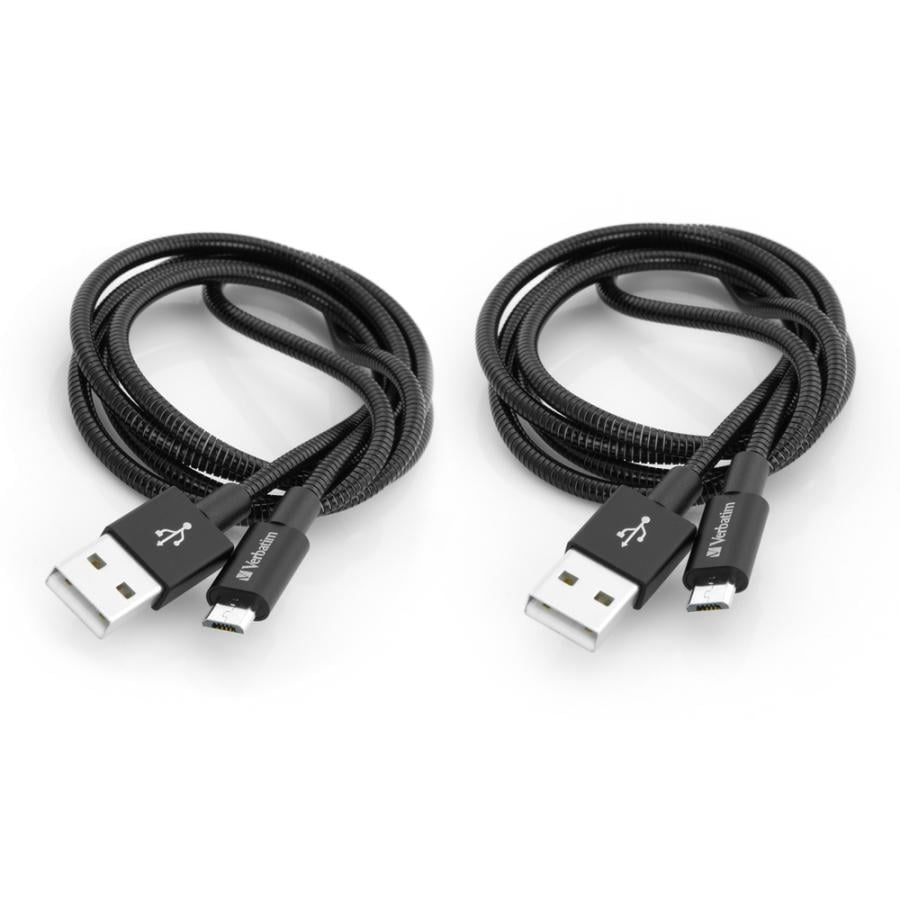 Verbatim 48874 2-Pack Micro-B USB Cable Sync & Charge, USB 3.2 Gen 1, 1 m, Black
