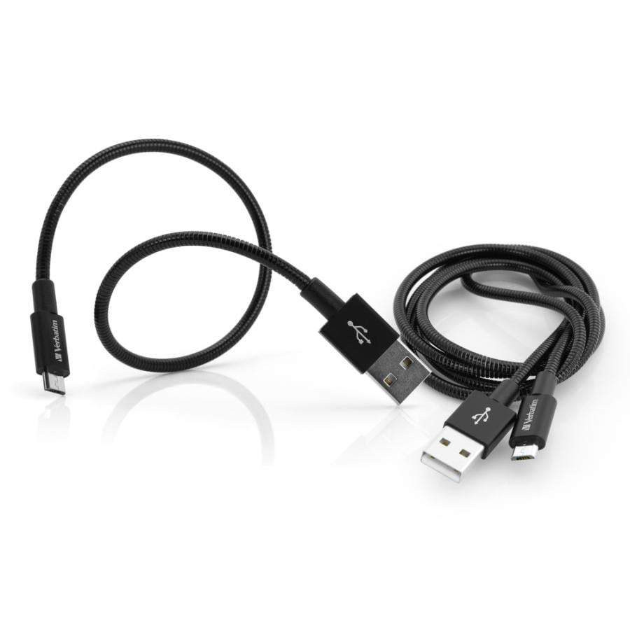 Verbatim 48875 2-Pack Micro-B USB Cable Sync & Charge, USB 3.2 Gen 1, 100 cm + 30 cm, Black